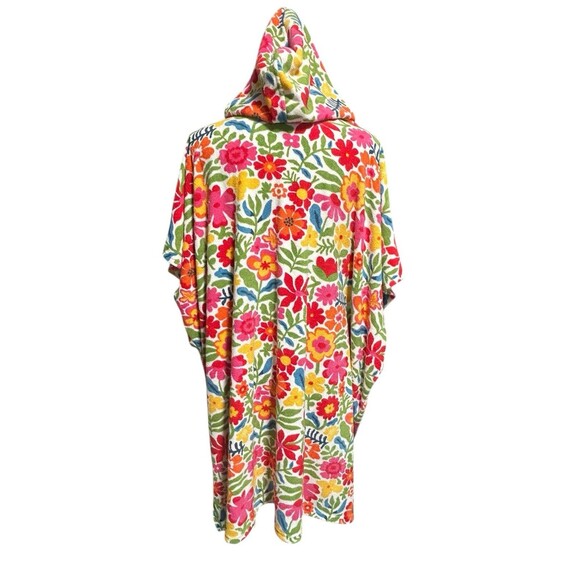 Throwzy Marlo O/S Bright Floral Wearable Hooded Towel Poncho Pocket Resort - Picture 4 of 9